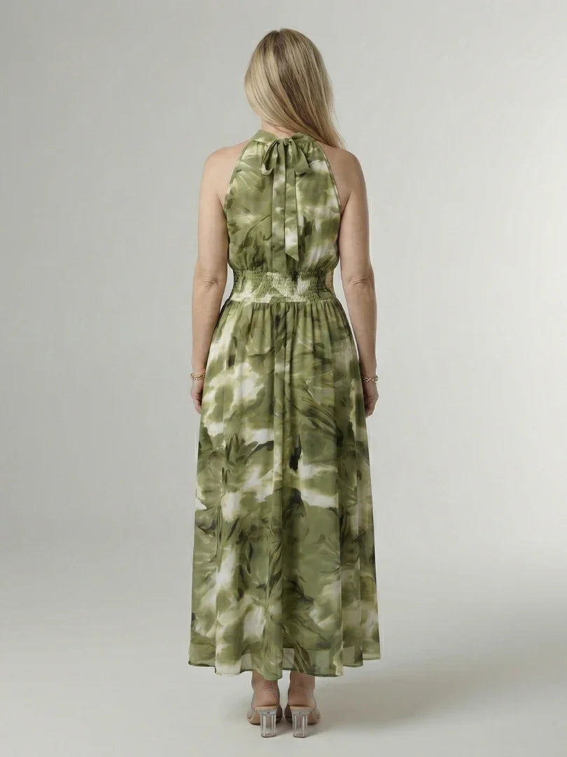 Sylin | Gathered Halter Midi Dress