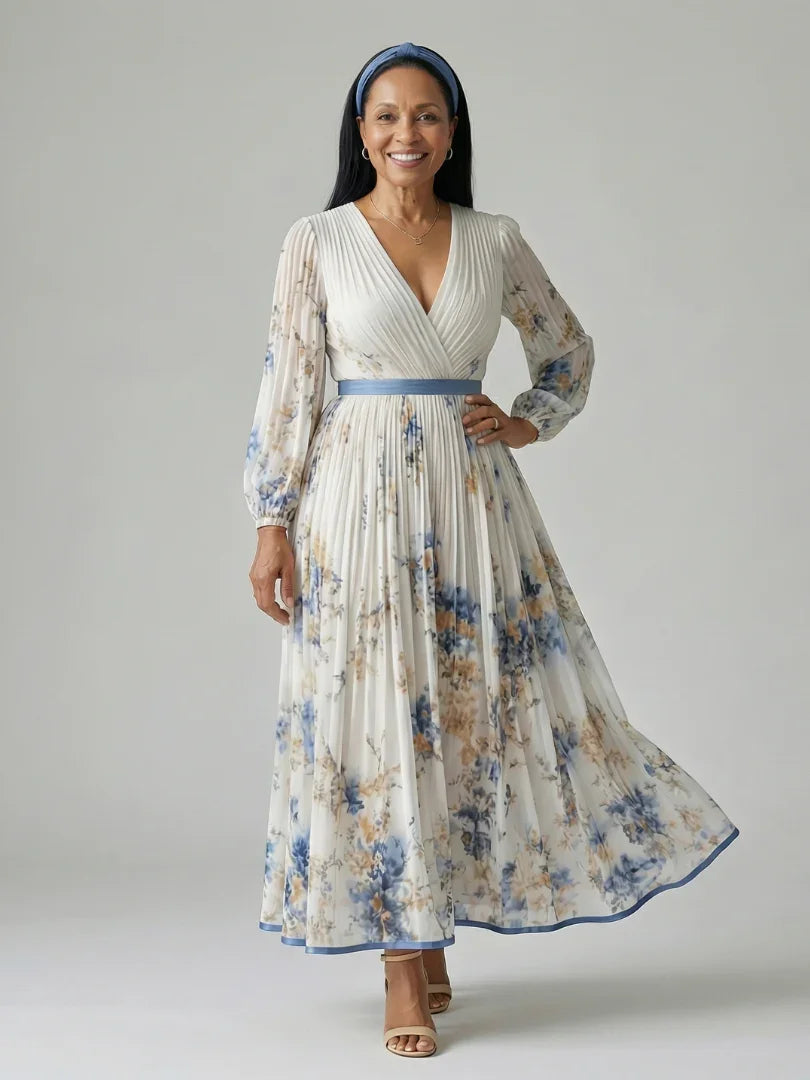 Rielle | Pleated Wrap Midi Dress