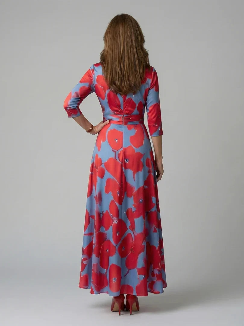 Celine | Cross Wrap Neck Midi Dress