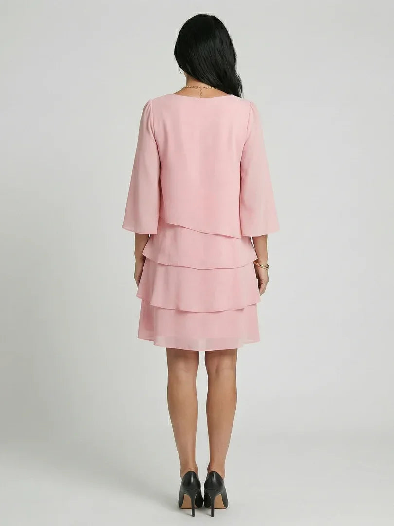 Della | Layered Flare Sleeve Knee Length Dress