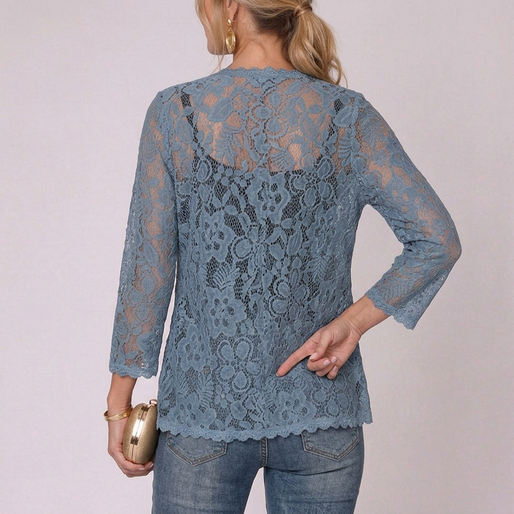 Elowen | Floral Lace 3/4 Sleeve Open Front Cardigan