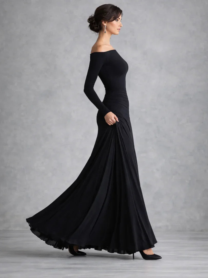 Maris | Draped Long Sleeve Maxi Dress