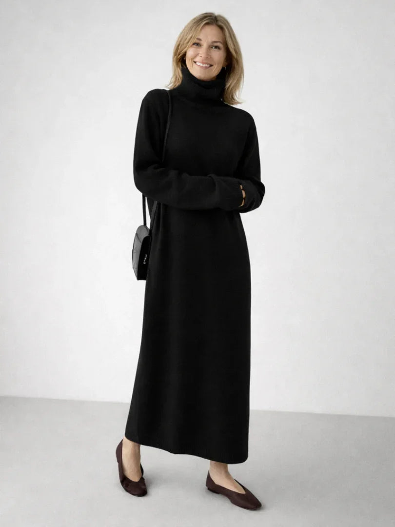 Lena | Relaxed Turtleneck Knit Maxi Dress